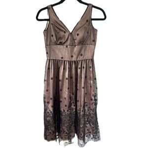 Adrianna Papell Intricate Beading Mesh Netting Overlay Lace Cocktail Dress 4